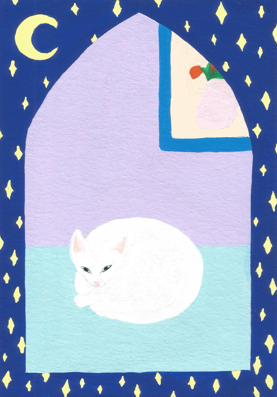 Peinture chat blanc