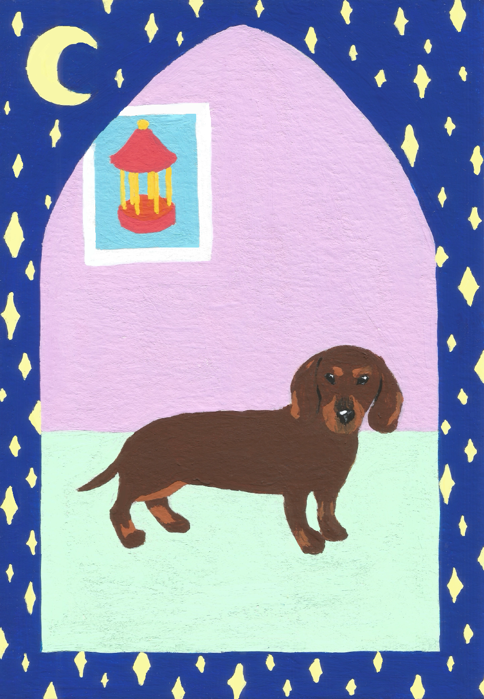 Peinture chien Teckel